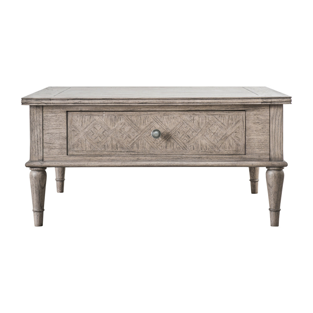 Gallery Interiors Mustique Square 2 Drawer Coffee Table in Natural