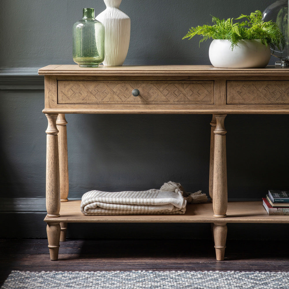 Gallery Interiors Mustique 2 Drawer Console Table Natural