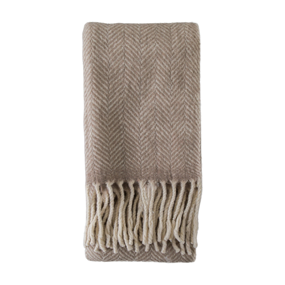 Gallery Interiors Wool Throw in Taupe