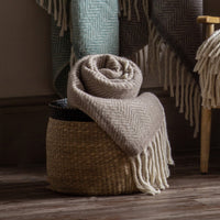 Gallery Interiors Wool Throw in Taupe