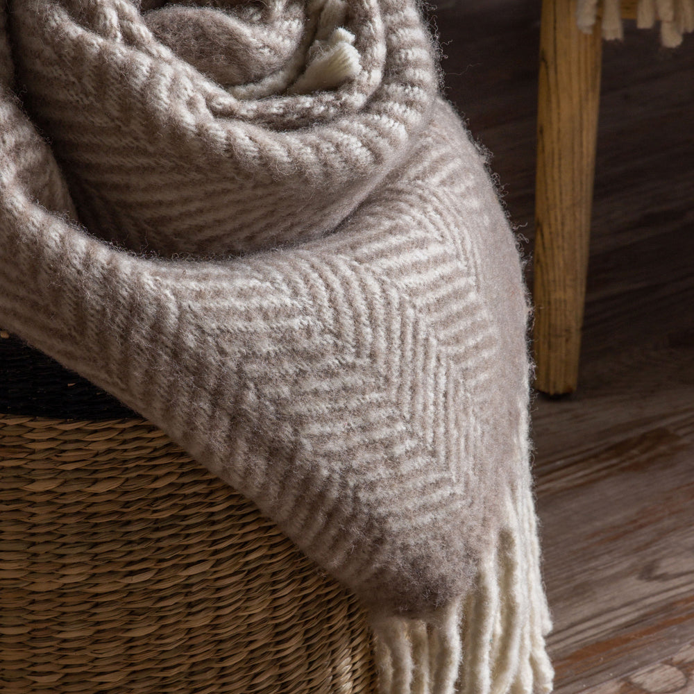 Gallery Interiors Wool Throw in Taupe