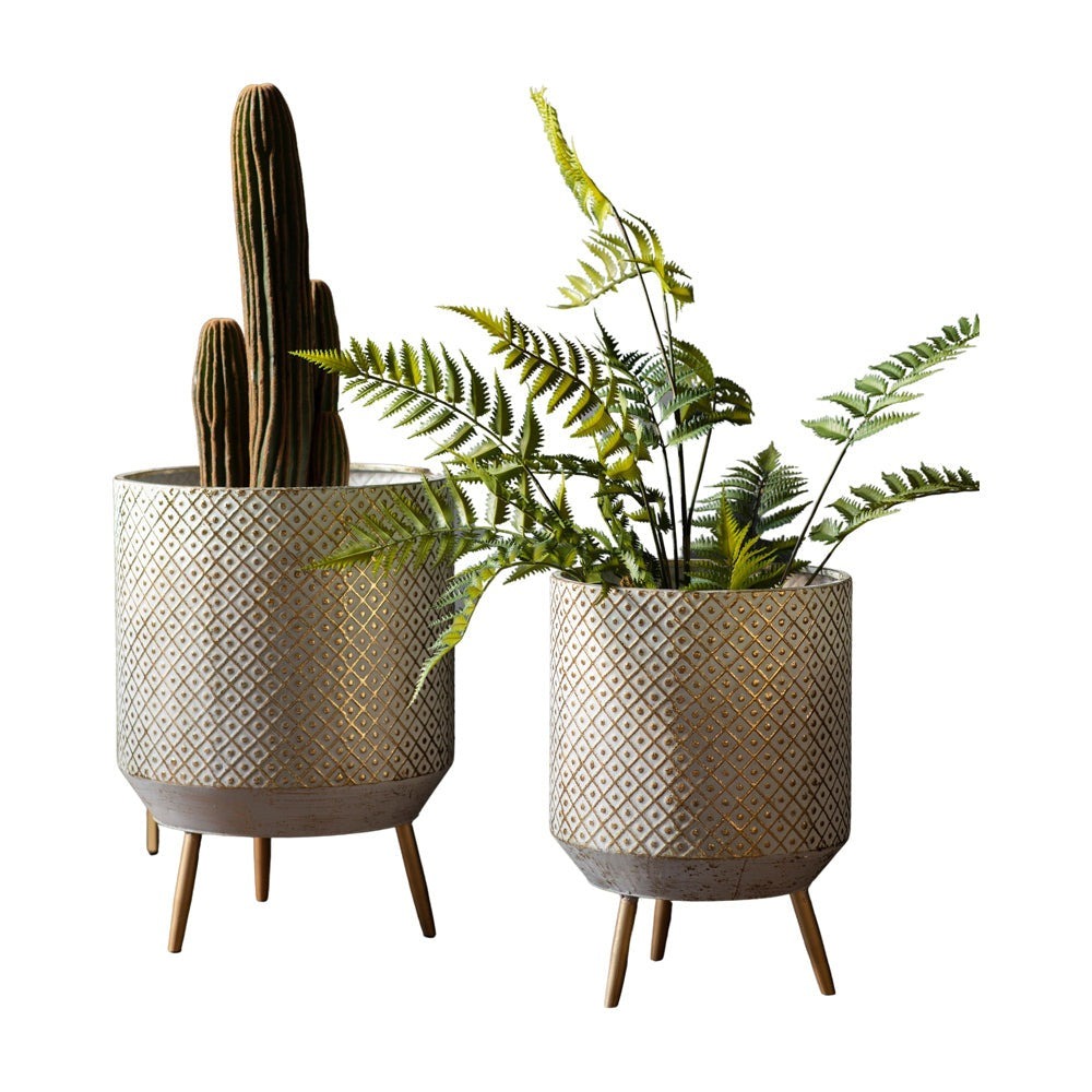 Amelia Set of 2 Metal Planters - Gold GalleryDirect 1