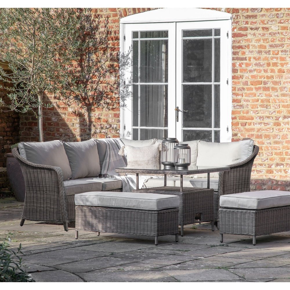  GalleryDirect-Gallery Outdoor Mileva Square Dining Set With Rising Table in Grey-Grey 381 
