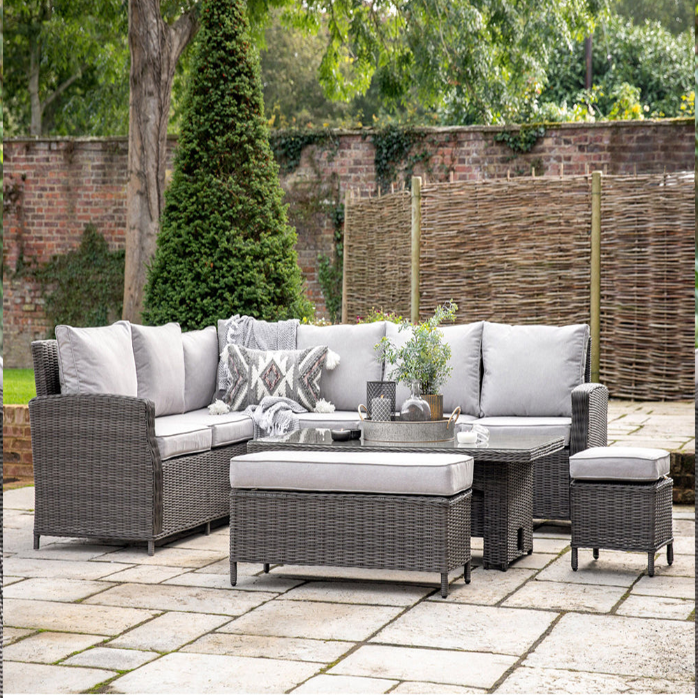  GalleryDirect-Gallery Outdoor Mileva Rectangle Dining Set Rising Table in Grey-Grey 645 