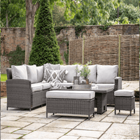 Gallery Outdoor Mileva Rectangle Dining Set Rising Table in Grey