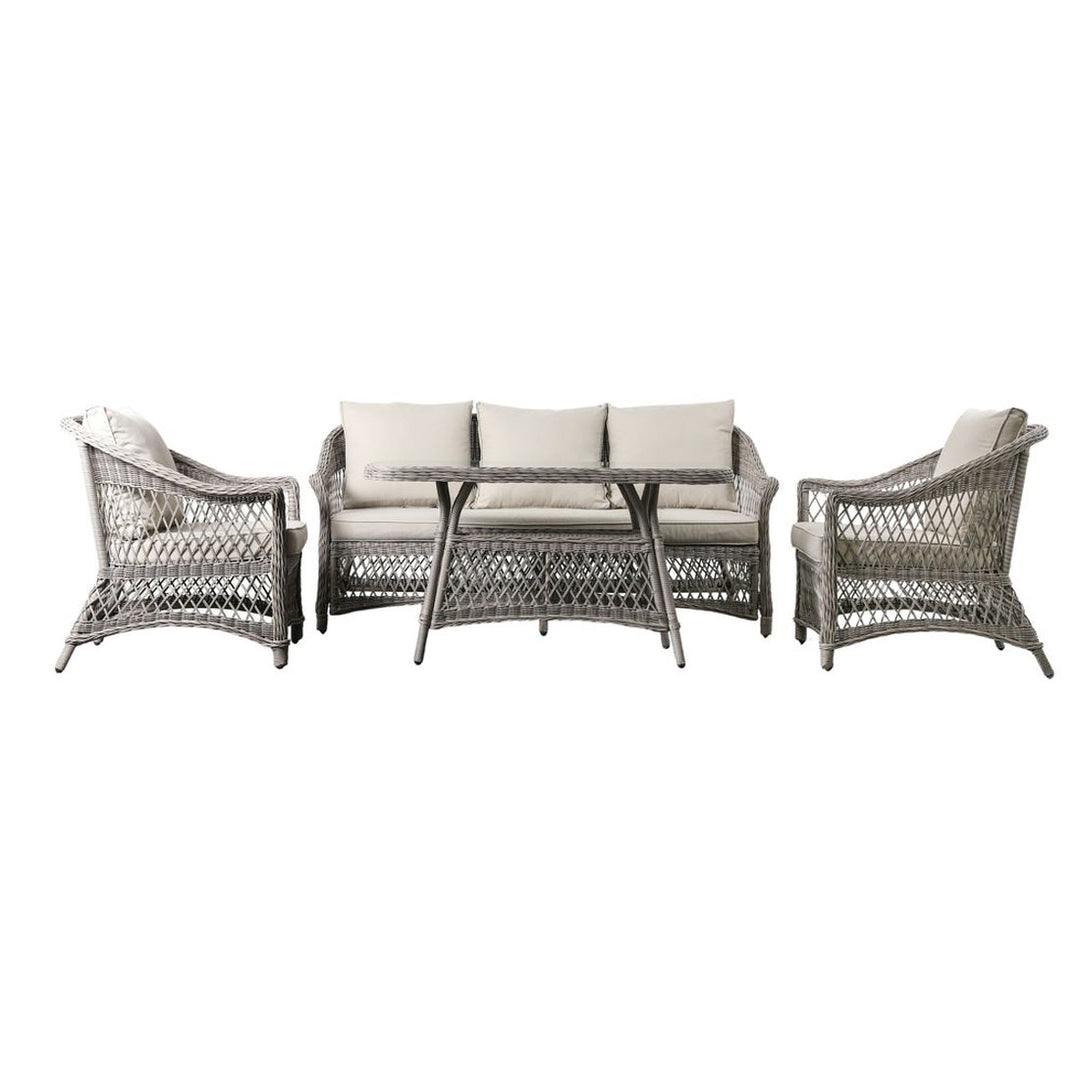 Gallery Outdoor Lincoln Country 5 Seater Sofa Dining/Tea Set in Stone GalleryDS 1