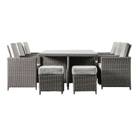 Gallery Outdoor Mileva 10 Seater Cube Dining Set in Grey