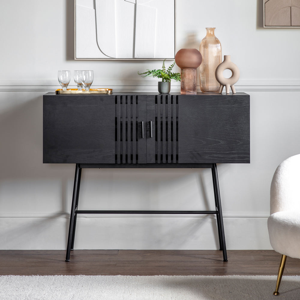 Gallery Interiors Holsen 2 Door Sideboard in Black