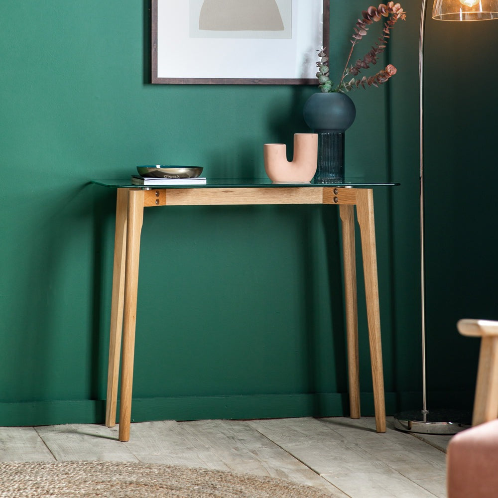 Gallery Interiors Blair Console Table in Oak