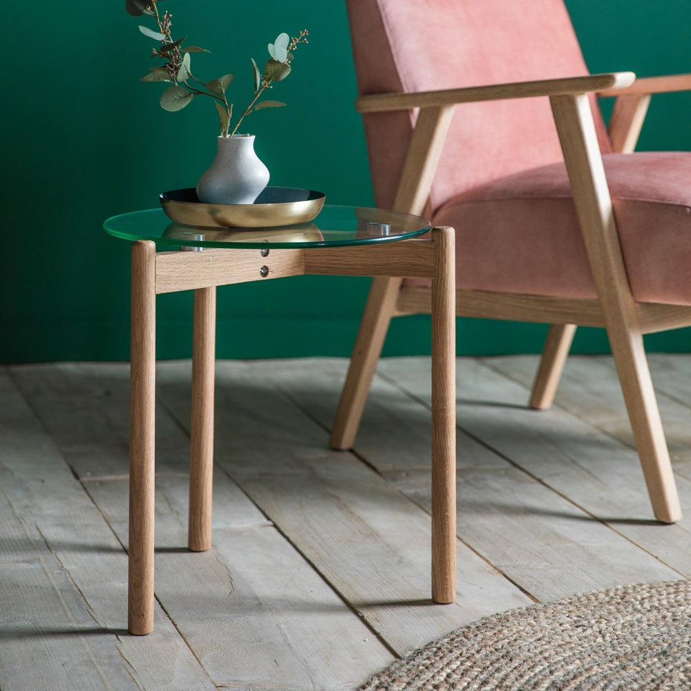 Gallery Interiors Moran Side Table in Oak