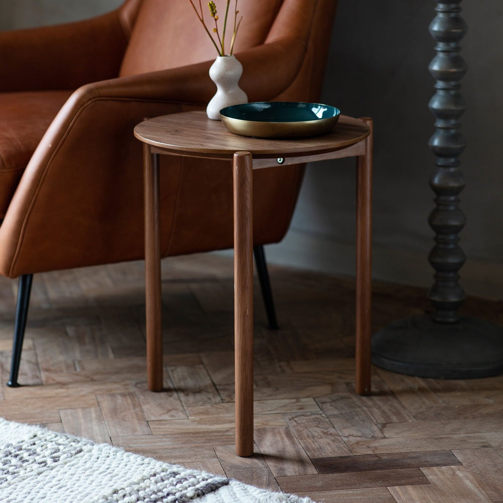 Gallery Interiors Burley Side Table in Walnut