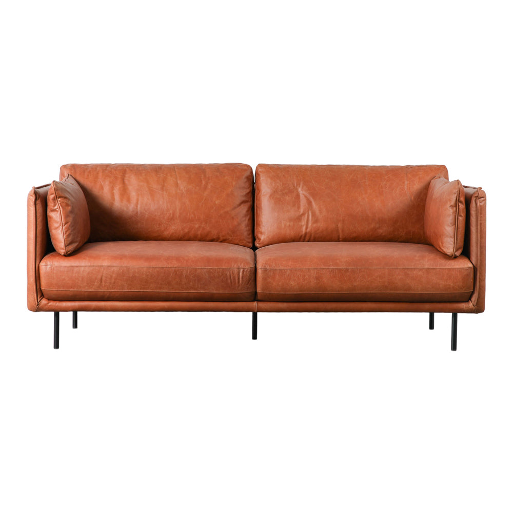 Gallery Interiors Cox Leather Sofa in Brown