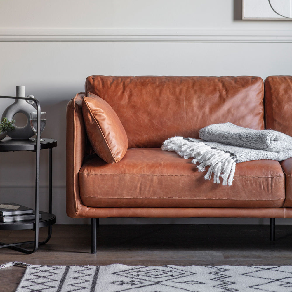 Gallery Interiors Cox Leather Sofa in Brown