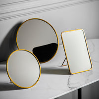 Gallery Interiors Aurora Rectangle Dressing Table Mirror with Stand Antique Brass