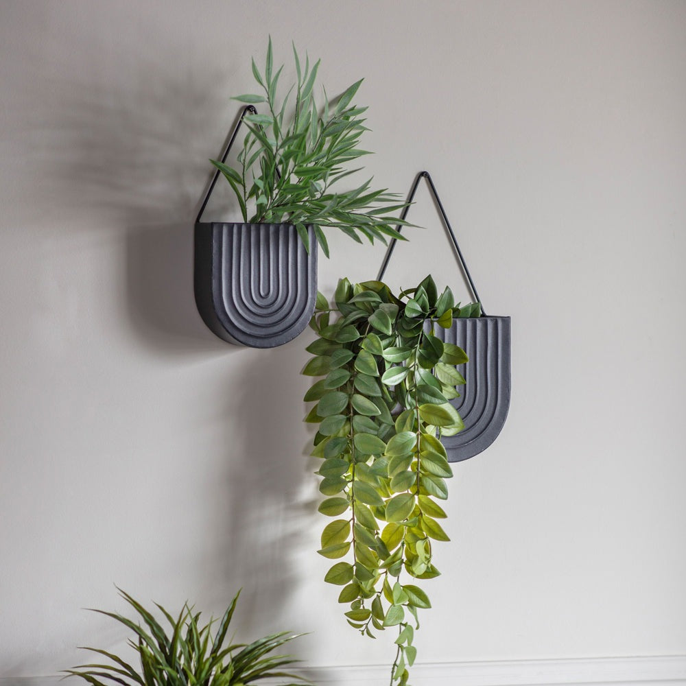 black wall hanging planter Set of 2 Faulkner Wall Planter in Black