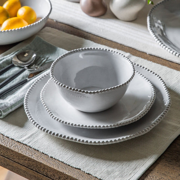 GalleryDirect Alon Set of 4 Organic Beaded Dinner Plates - Natural