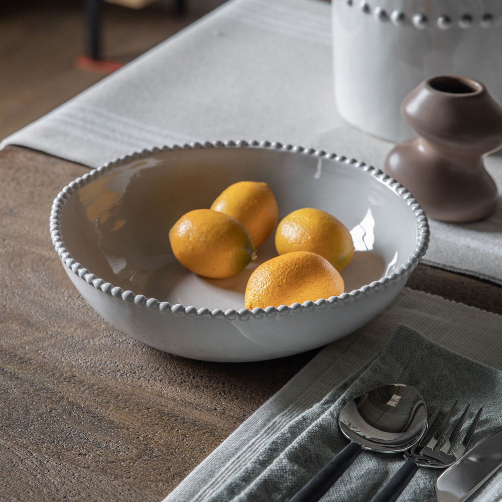 Gallery Interiors Set of 4 Alon Organic Beaded Pasta Bowl Natural