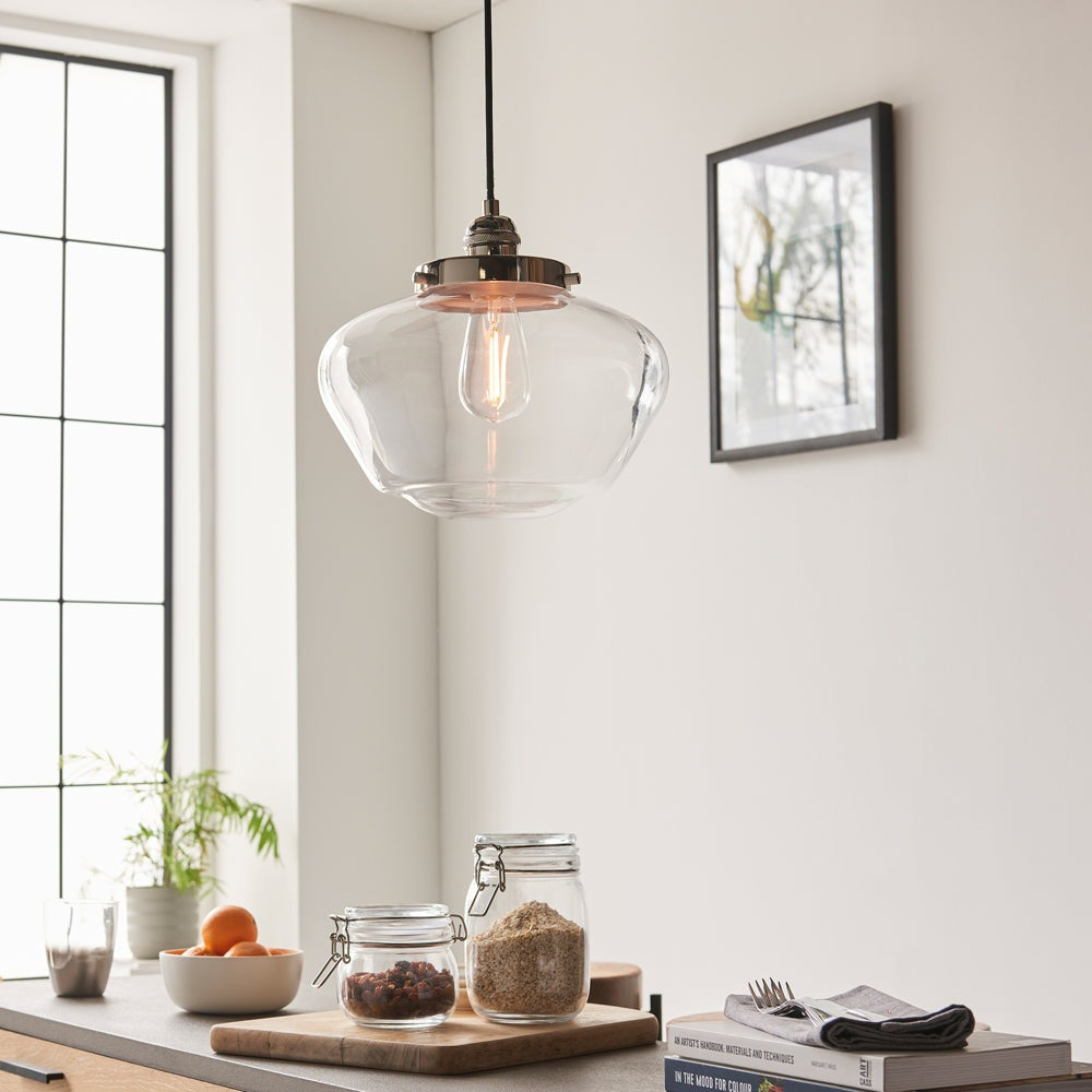 Isabella Pendant Light - Nickel & Clear Glass Endon 2