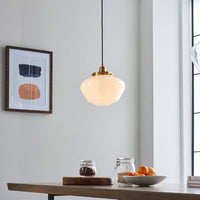 Olivia's Isabella Pendant Light in Brass & Opal Glass