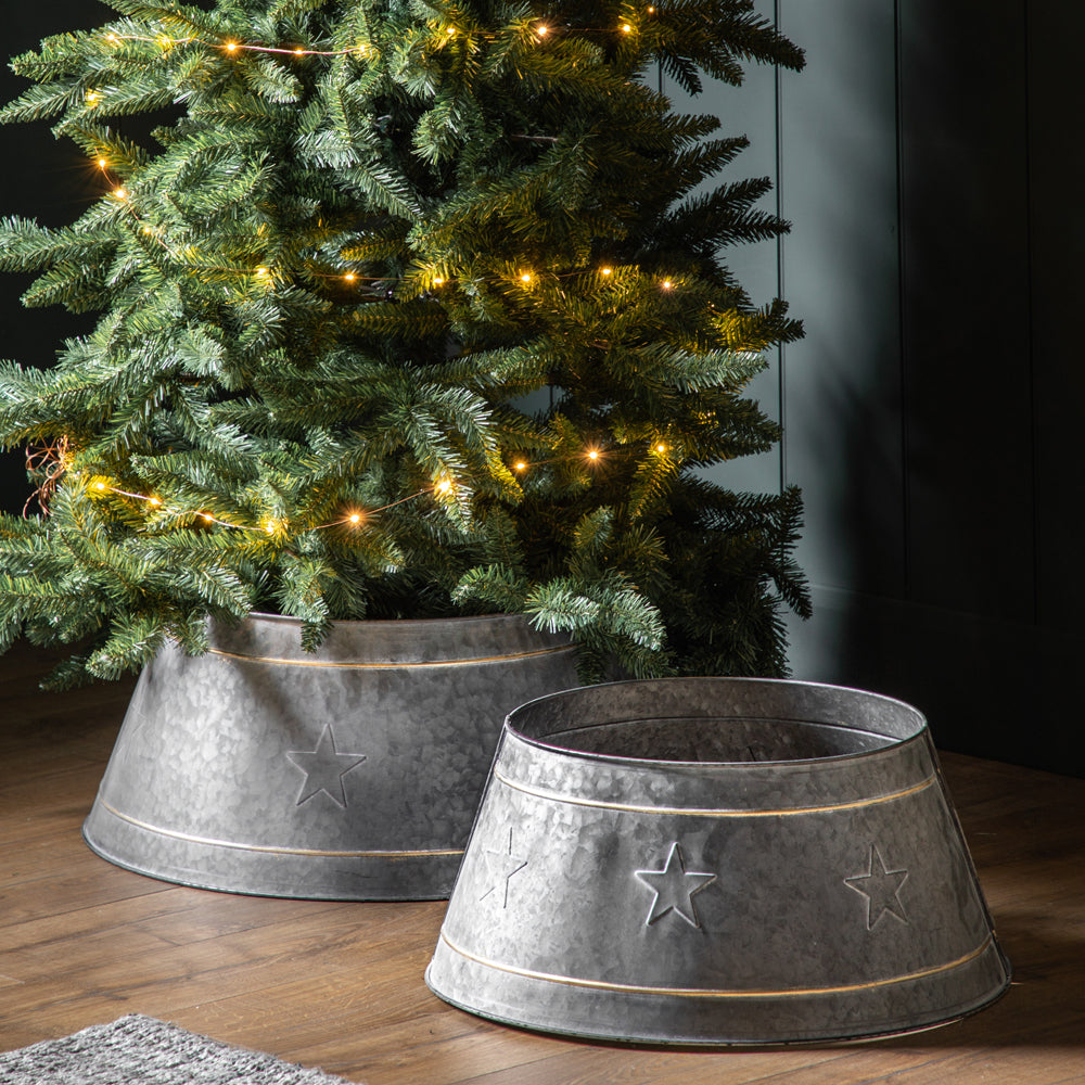 Gallery Interiors Grey & Gold Starry Tree Skirt - Small