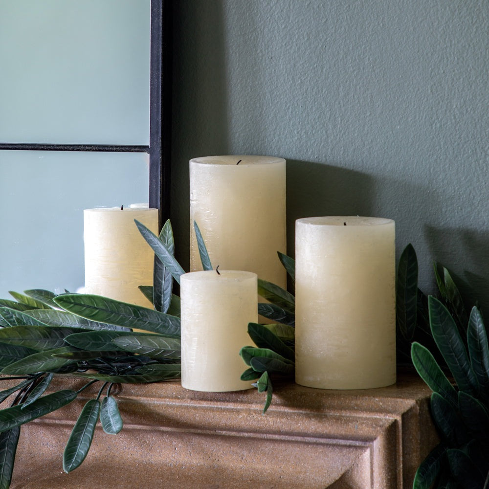 Gallery Interiors Set of 2 Pillar Candles in Rustic Ivory