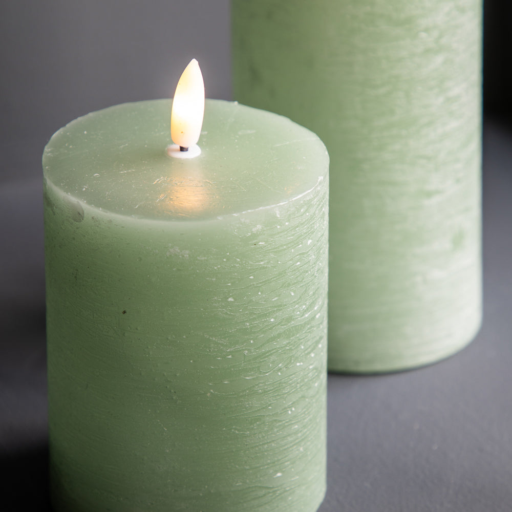 Gallery Interiors Set of 3 LED Candle Rustic Sage