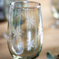 Gallery Interiors Starry Set of 4 Footed Tumbler Green Lustre Glasses