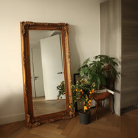 Gallery Interiors Carved Louis Leaner Mirror Gold