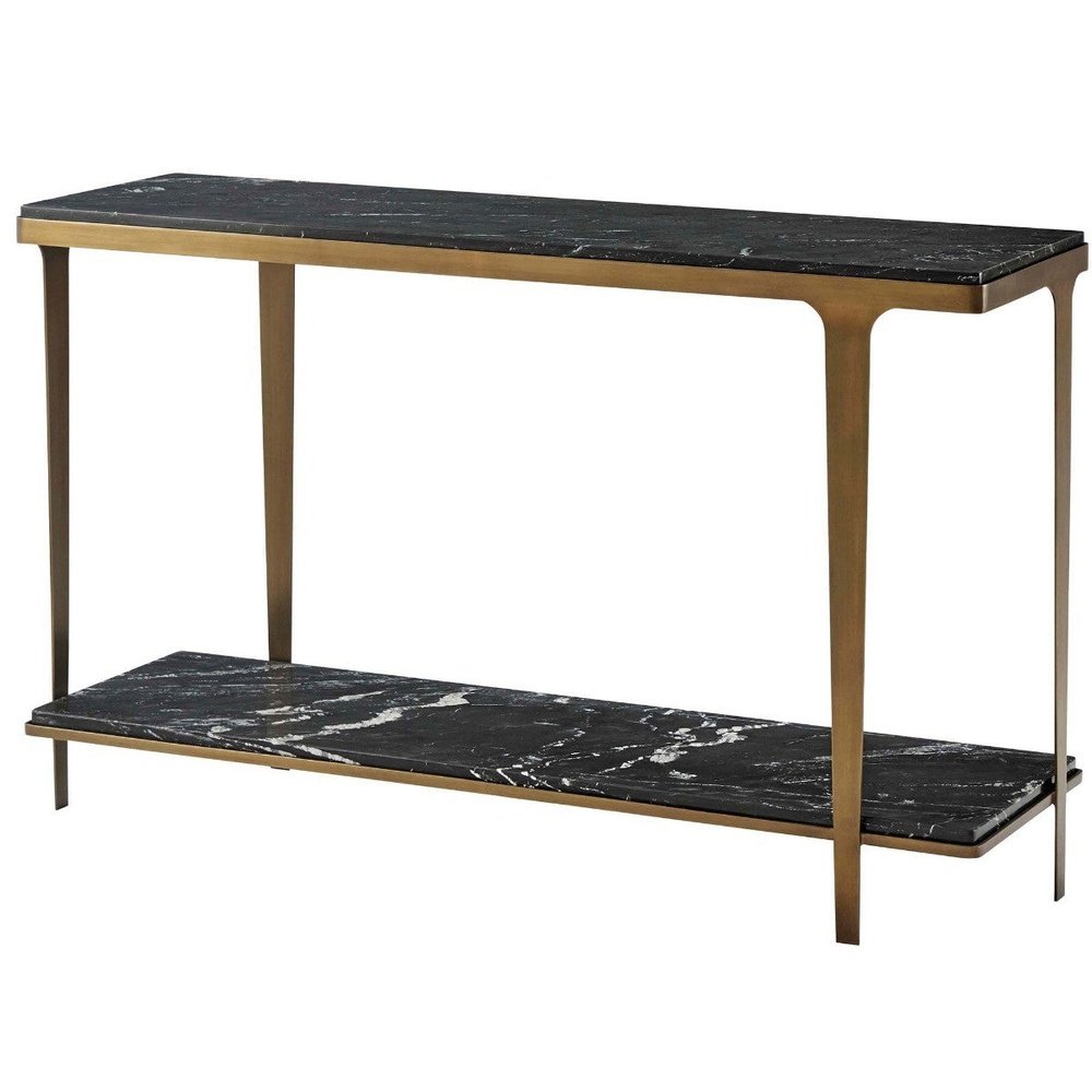 Theodore Alexander Gennaro Console Table in Black & Brass