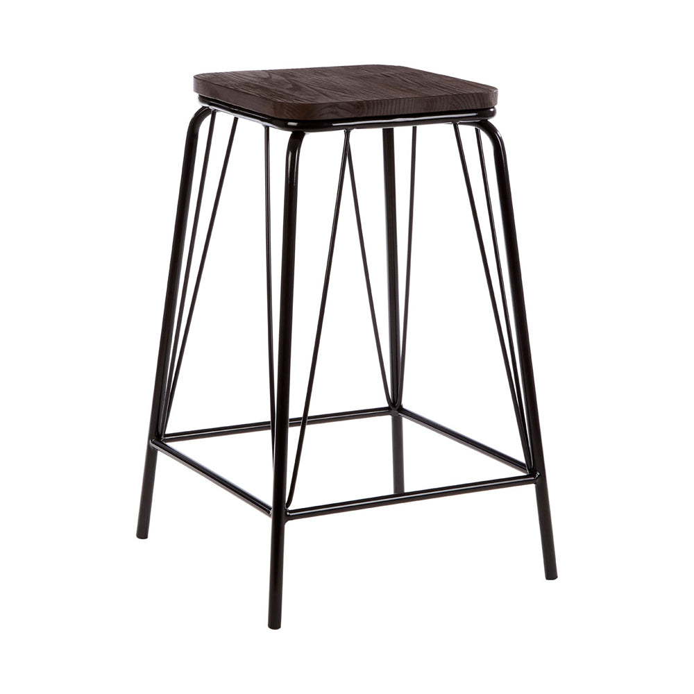 Olivia's Soft Industrial Collection - Distinct Bar Stool in Black & Brown