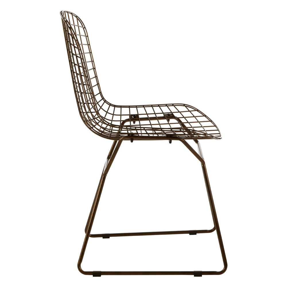 Olivia's Soft Industrial Collection - Distance Metal Grid Frame Wire Chair in Bronze