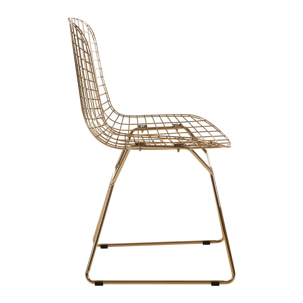 Olivia's Soft Industrial Collection - Distance Metal Grid Frame Wire Chair in Gold