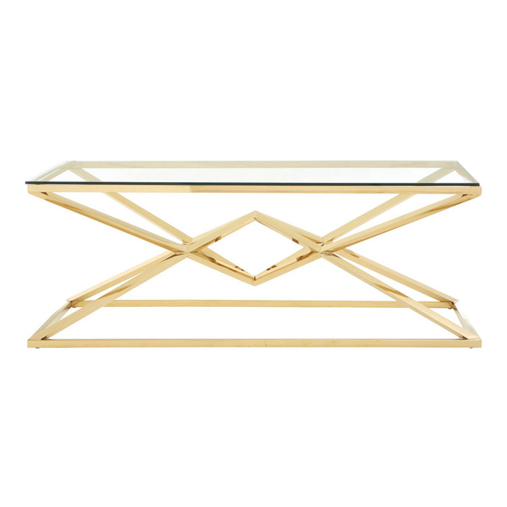  Premier-Olivia's Luxe Collection - Alice Gold And Glass Corset Coffee Table-Gold 597 