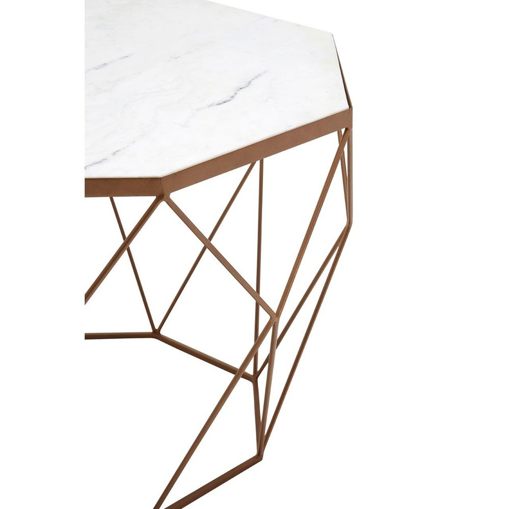 Olivia's Coffee Table In White Marble & Gold