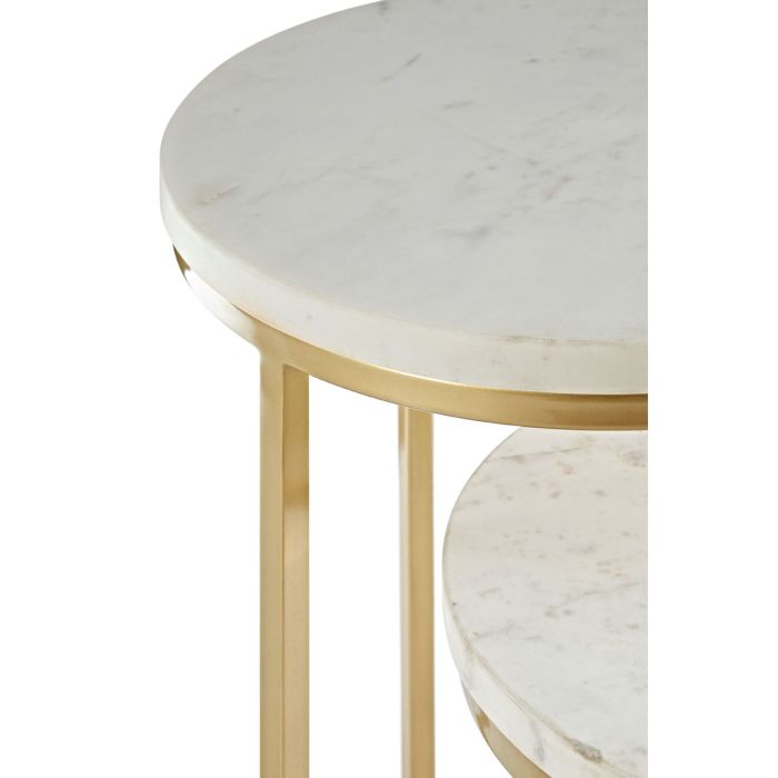  Premier-Olivia's Boutique Hotel Collection - Nancy Nesting Marble Tables-Gold, White 677 