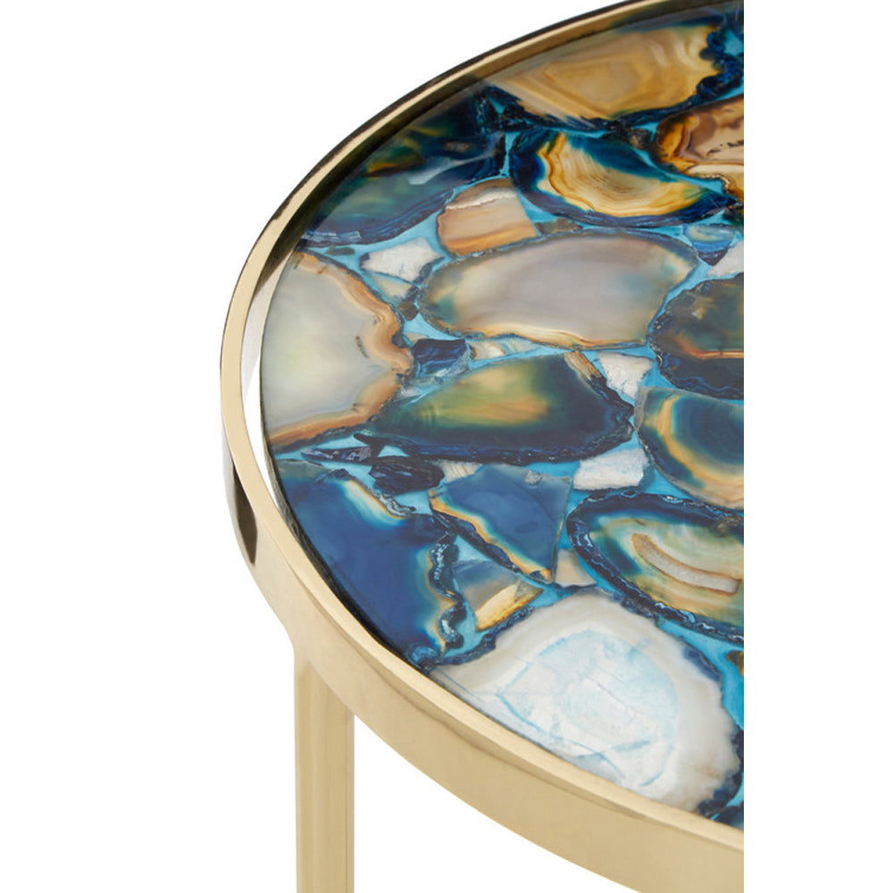  Premier-Olivia's Boutique Hotel Collection - Blue Agate Side Table-Blue 381 
