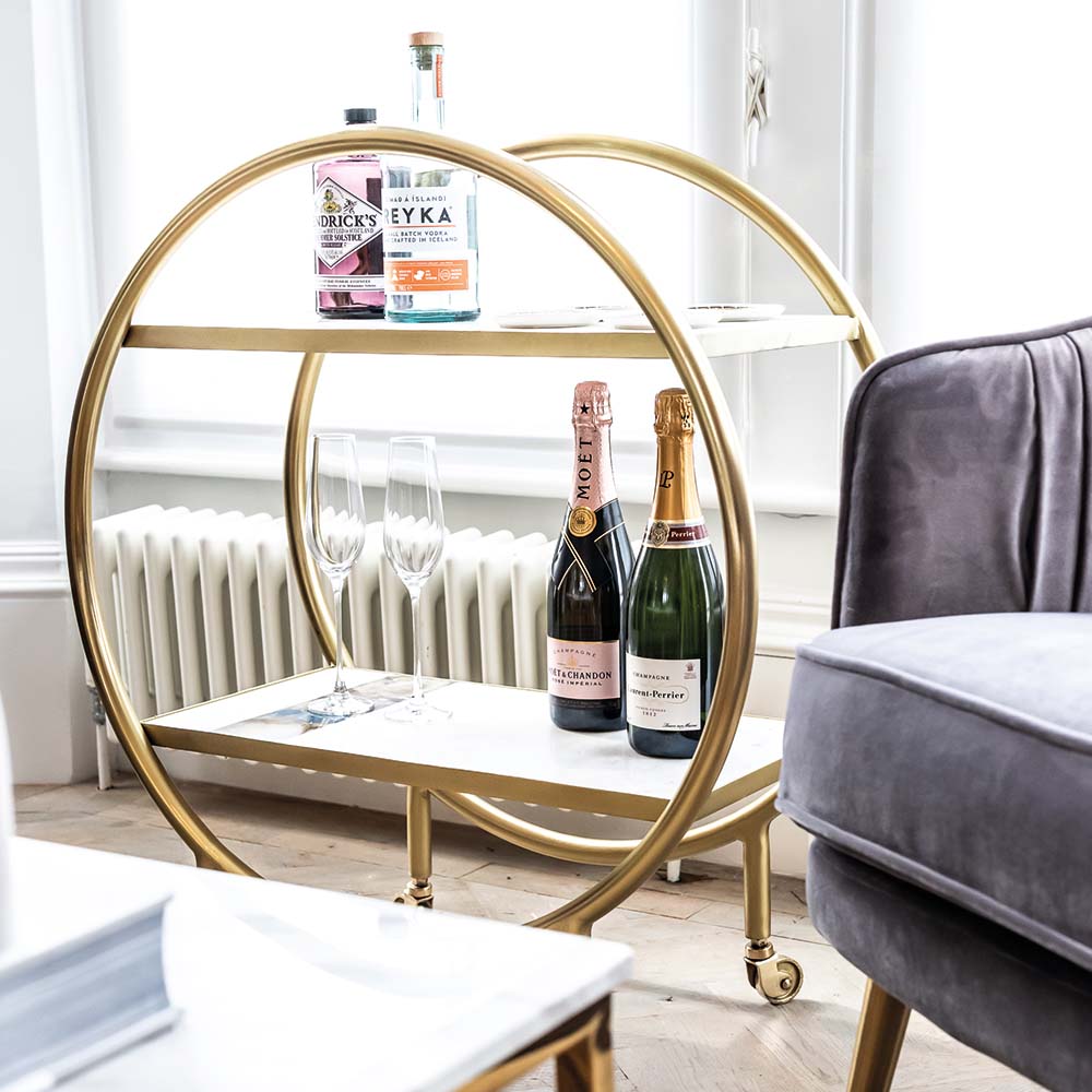 Bar Trolley - White Marble & Agate Premier 2