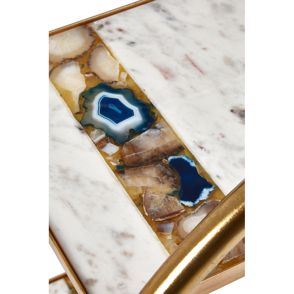Olivia's Boutique Hotel Collection - White Marble And Agate Bar Trolley