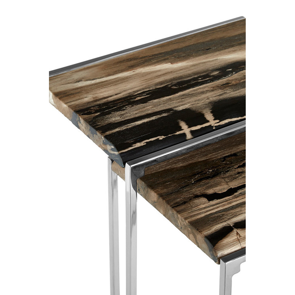  Premier-Olivia's Natural Living Collection - Petrified Wood Nest Of Tables-Natural 789 