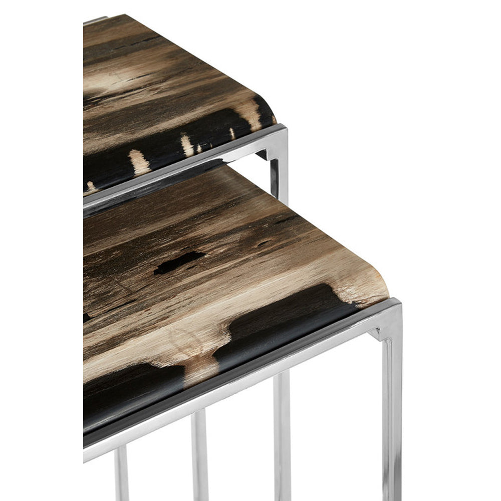  Premier-Olivia's Natural Living Collection - Petrified Wood Nest Of Tables-Natural 557 