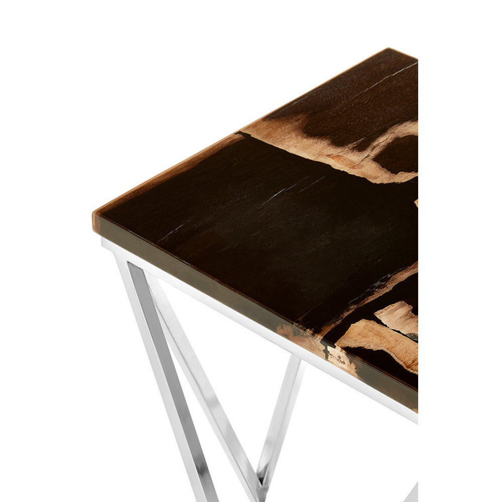 Olivia's Natural Living Collection - Dark Petrified, Parallel Base Side Table