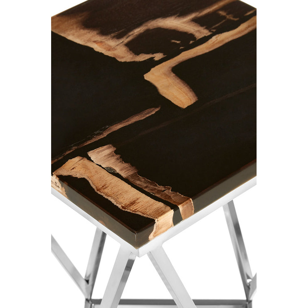  Premier-Olivia's Natural Living Collection - Dark Petrified, Parallel Base Side Table-Natural, Silver 141 