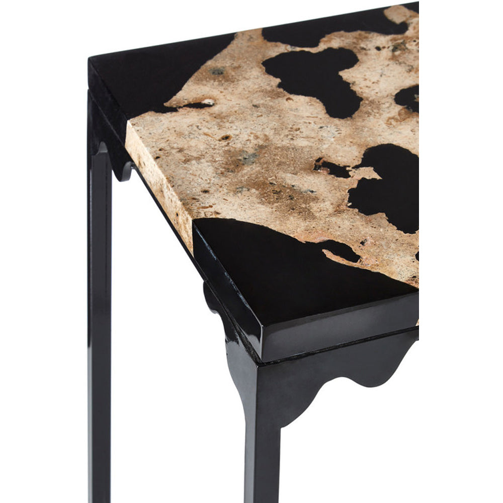  Premier-Olivia's Natural Living Collection - Black Resin And Stone Side Table-Black 445 