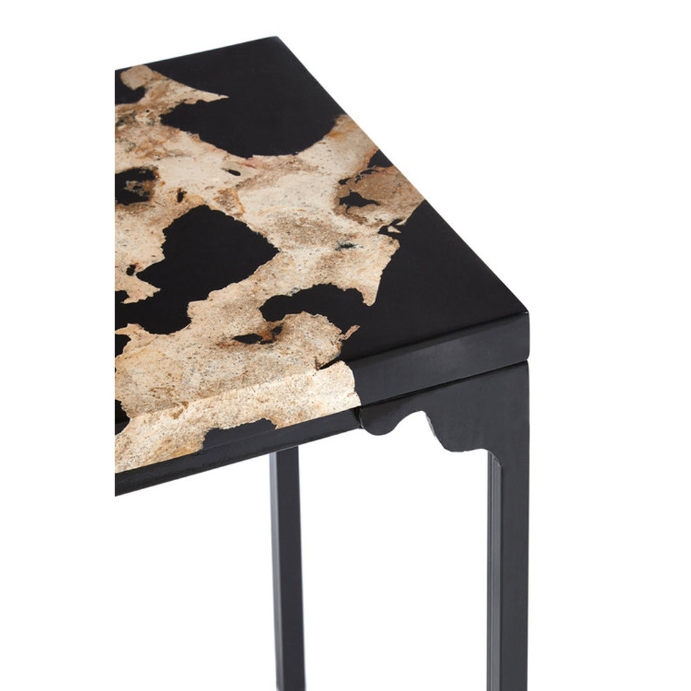  Premier-Olivia's Natural Living Collection - Black Resin And Stone Side Table-Black 213 