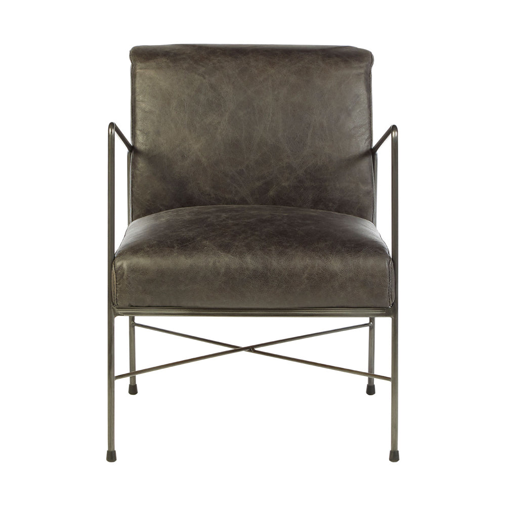 Olivia's Soft Industrial Collection - Hodnet Ebony Leather Lounge Chair