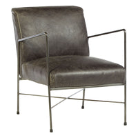 Olivia's Soft Industrial Collection - Hodnet Ebony Leather Lounge Chair