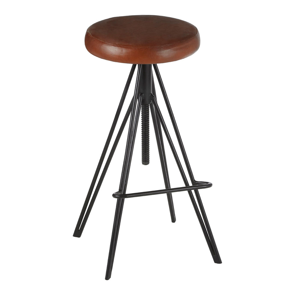 Olivia's Soft Industrial Collection - Nanny Round Leather Stool