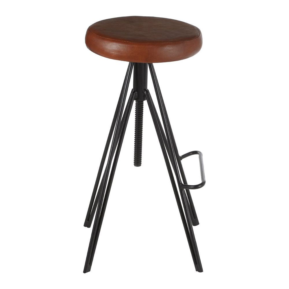 Olivia's Soft Industrial Collection - Nanny Round Leather Stool