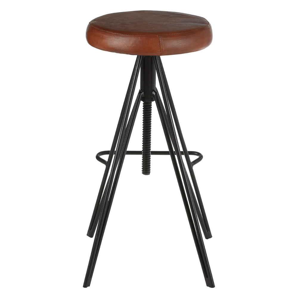 Olivia's Soft Industrial Collection - Nanny Round Leather Stool