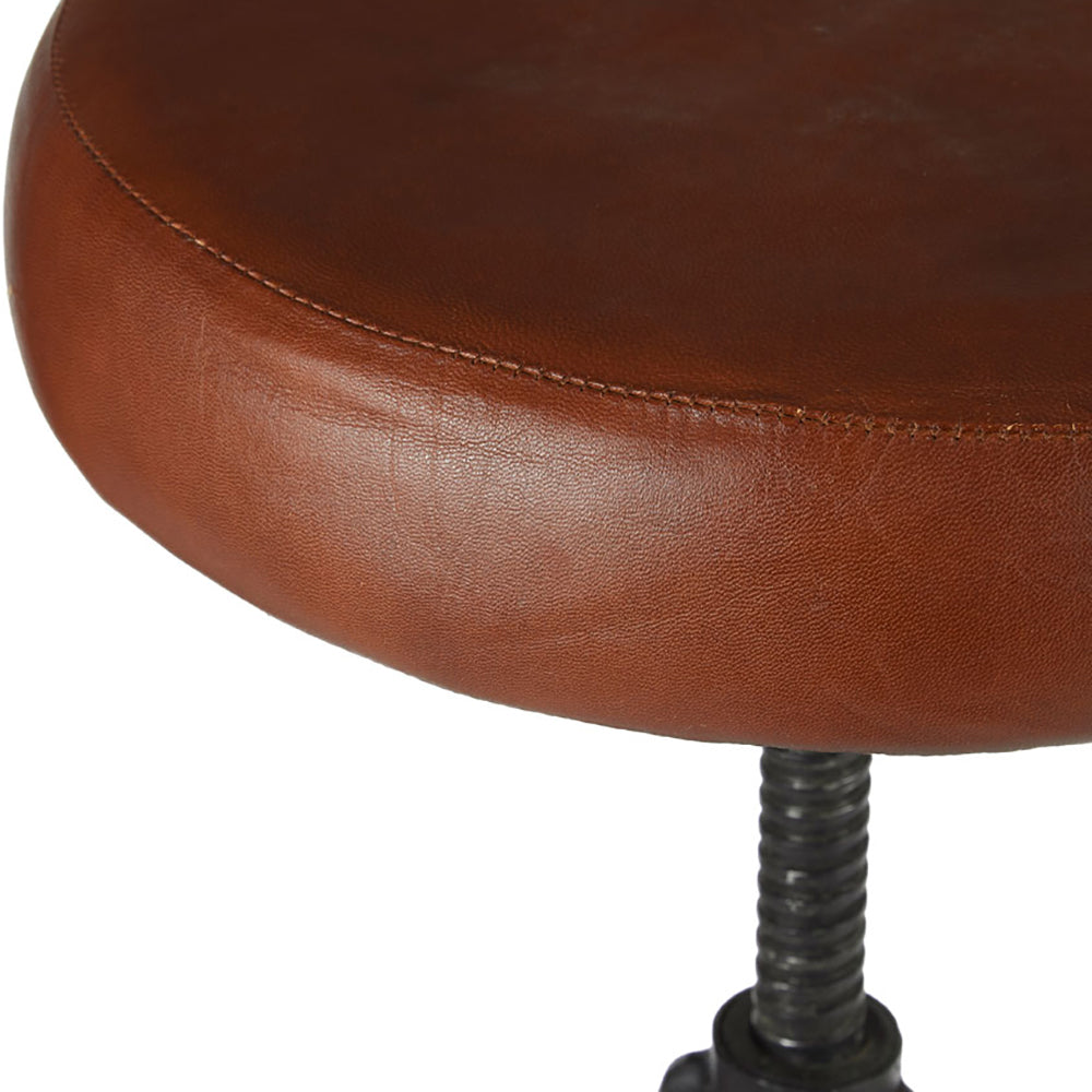 Olivia's Soft Industrial Collection - Nanny Round Leather Stool